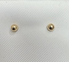 Real 14K Yellow Gold BALL STUD EARRINGS Push On Backs 2.5MM