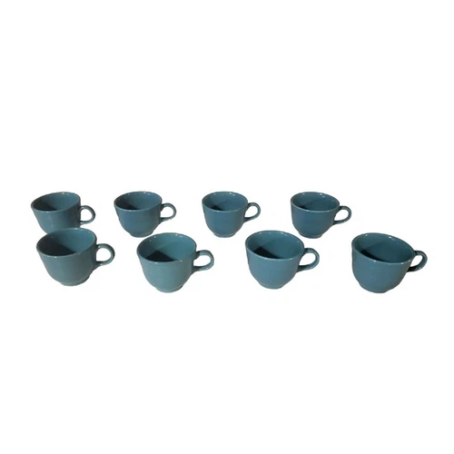 Lot of 8 Fiestaware Turquoise / Teal W Glaze Tea Coffee Cup Mug Fiesta USA 8oz