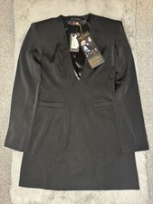 Misspap Womens Long Sleeve Blazer Satin Plunge Party Evening Dress NWT Size 6 