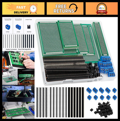 174-Piece PCB Prototype Kit, Double-Sided Perf Boards, Arduino Compatible, 40-Pi