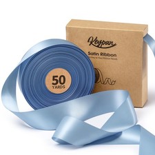 Blue Satin Ribbon 1-1/2 Inch x 50 Yards Double-Faced Ribbons for Gift Wrappin...