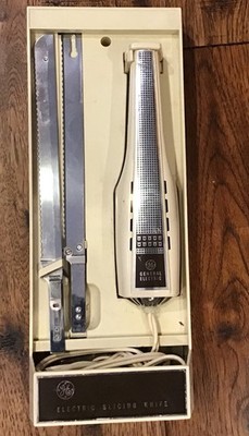 GE Electric Slicing Knife w/ Dual Blades Wall Mount Holder Vintage Tested Works