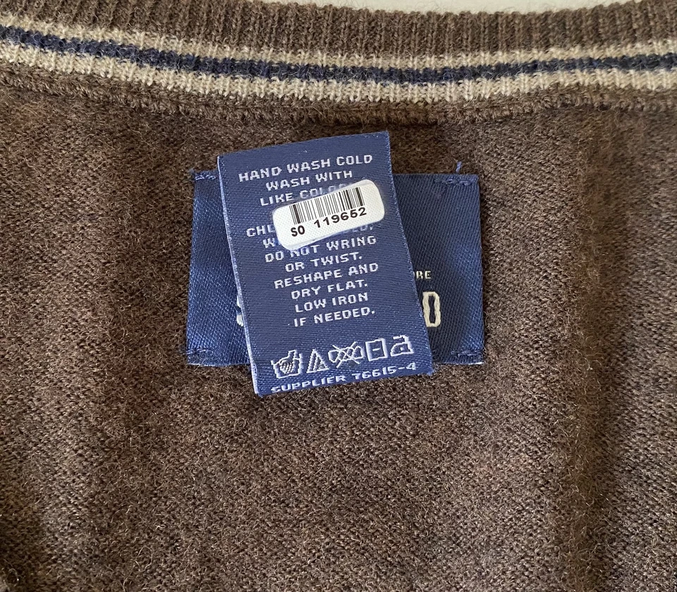 Suéter informal de lana con cuello en V marrón Stafford para hombre talla XXL Foto 4 de 4