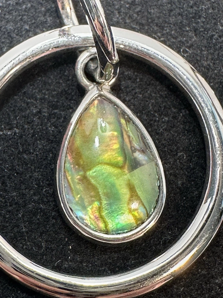 Lia Sophia "Pacific" Genuine Abalone Center Stone Silver Tone Dangle Earrings - Image 2 of 4