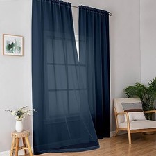 Blue Sheer Curtains 96 Inches Long, Light 42"W x 96"L Pack of 2 Navy Blue