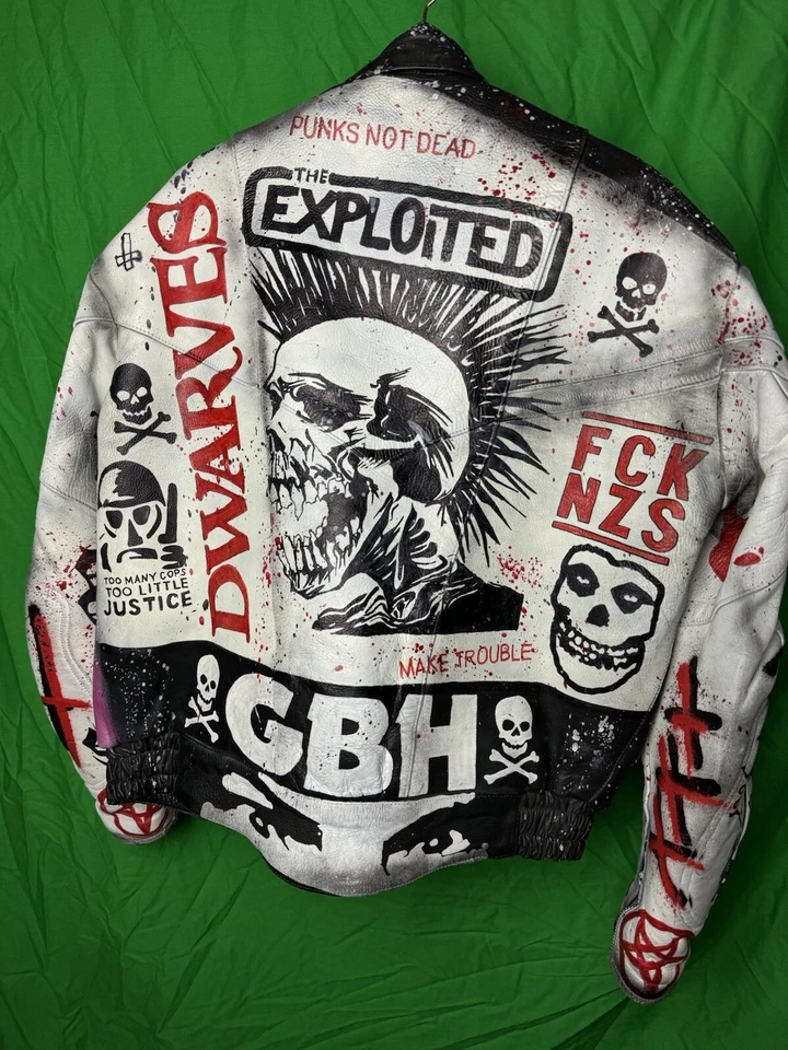 Ручная роспись винтажный 80-х панк куртка кожи + кевлар - Изображение 4 из 4