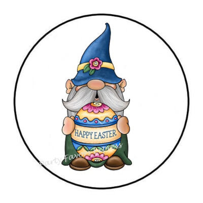 10cm Auto-Aufkleber Sticker Decal Laptop Farbe Happy Easter Egg Gnome Rund R109