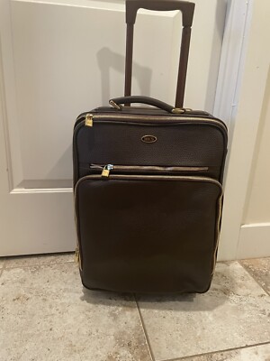 **Rare BRICS 21 Brown Leather Soft Case Carry On Luggage Suitcase