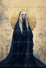CAILLEACH ART PRINT, Winter Goddess Poster, Celtic Witchy Gothic Wall Decor E867