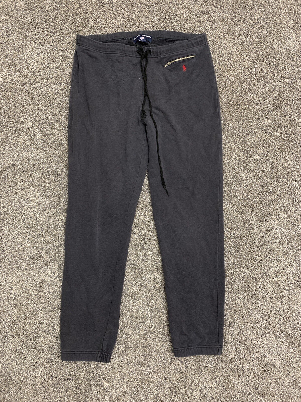 Felpa uomo Polo Sport Ralph Lauren vintage anni 90 taglia L nera joggers rosso pony
