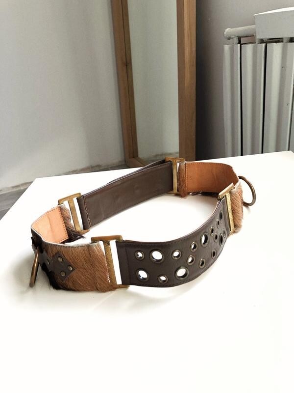 小物 00s vintageworks real leather belt y2k 2000s Vintage Studded Belt Cracked White Leather Y2K Stud OS Used