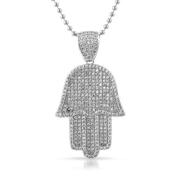 Iced out hamsa best sale pendant