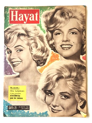 Marilyn Monroe 1961 Cover Magazine Hayat Three Heads from Turkey Let's make love