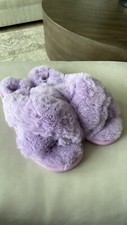 Corkys Lavender Purple Criss Cross Faux Fur Fuzzy Slippers Size 10 New In Box