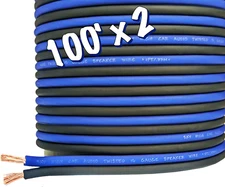 200 Ft Total - (2) 100' Blue/Black 16 Gauge AWG Speaker Wire Sky High Car Audio