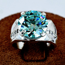 Certified 7.60 Ct Blue Diamond Solitaire Men's Ring No Tarrif.