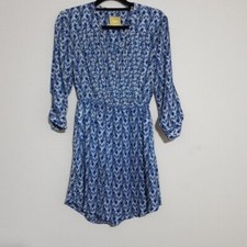 Maeve Anthropologie Erina Mini Dress Blue Floral Wonen S pull On Casual Vacation