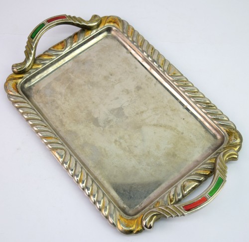 Vintage Kitchen Decorative Brass Silver Copper Made Guest Serving Tray G26-90 - Zdjęcie 1 z 9