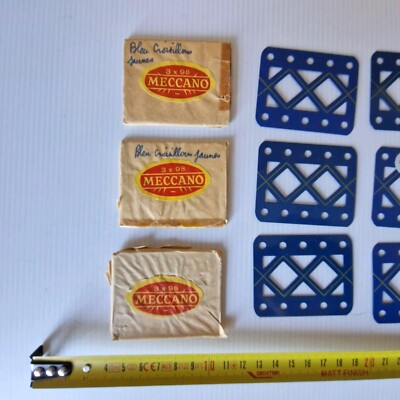 MECCANO croisillonné bleu et or 17 longrines n° 98 : 6 cm 5