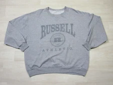 Russell Athletic Spell Out Big Logo Sweatshirt (XL) Men's 90's VTG Single V Gray