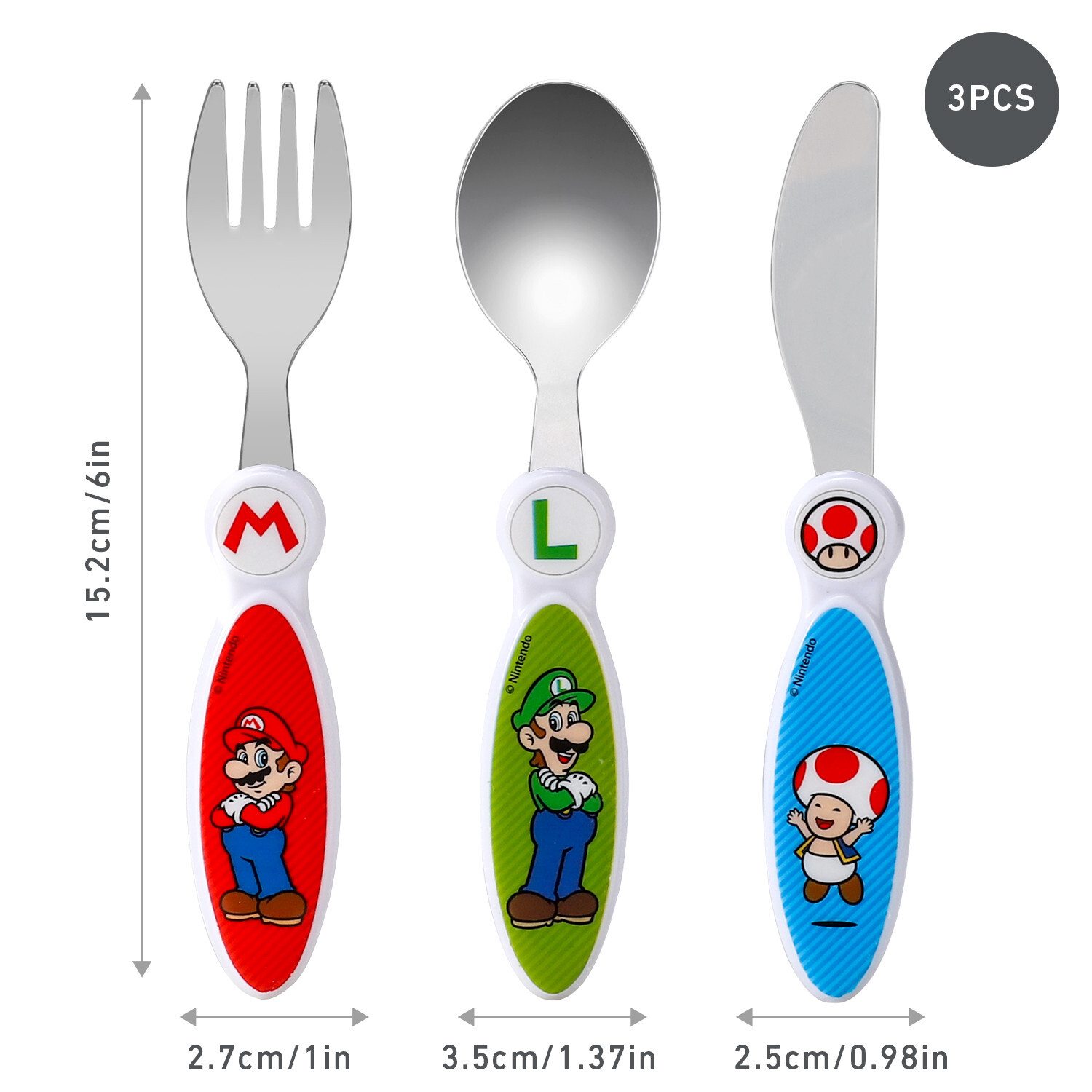 Super Mario Kids 6 Piece Dinnerware Cutlery Set Plate/Bowl/Cup/Knife/Fork/Spoon