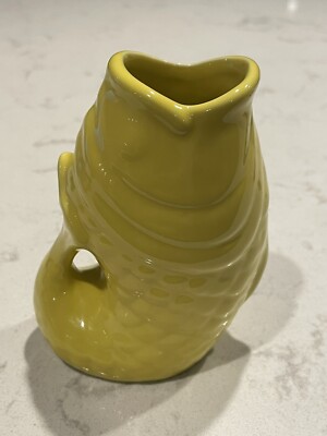 Bistro Brights Yellow Stoneware 4.5'' Small Fish Pitcher Whimsical