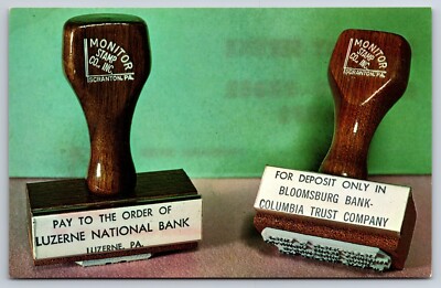 Postcard Advertising Rubber Stamps Luzerne National Bank Bloomsburg Bank PA