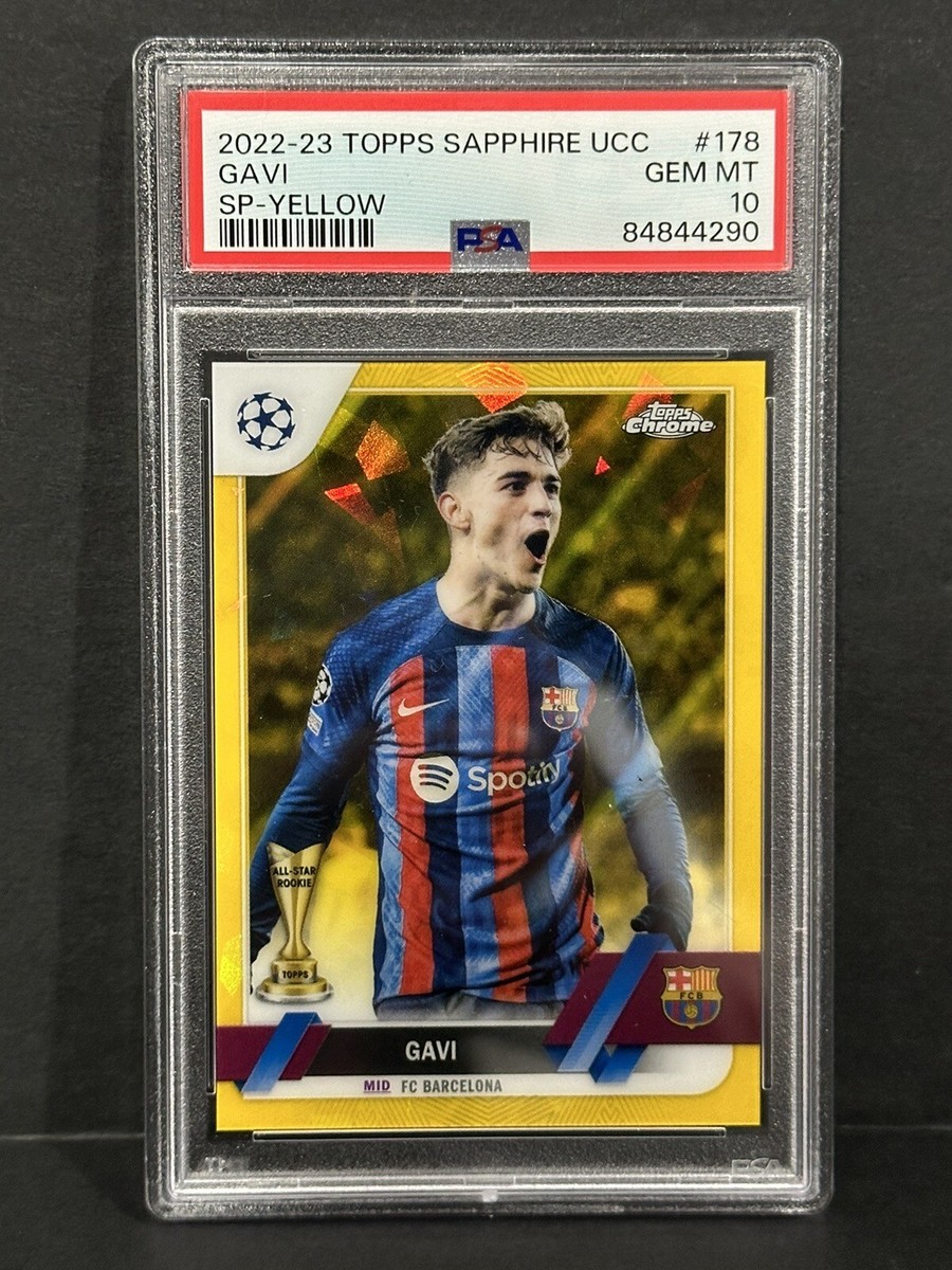 2022-23 Topps Sapphire UCL Barcelona Gavi Image Variation Yellow