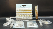 Craft Lot 4 Misc Scrapbooking, Jewelry, Rhinestones Pearl Set, Laser keychains