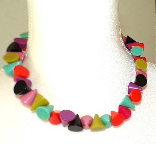 Sobral Lagerfeld Bright Hued Mini Cones Artist Made Necklace - Picture 2 of 9