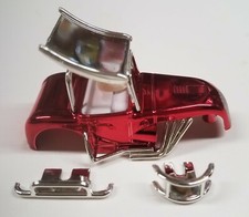 Dash Motorsports Super Modified T-Jet Slot Car Body - NEW - Red Chrome / Silver