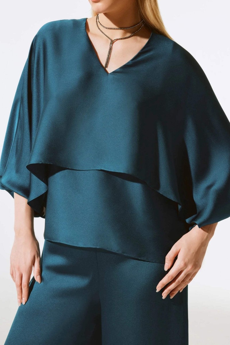 Joseph Ribkoff Layered Batwing Sleeve Satin Top 243790 | eBay