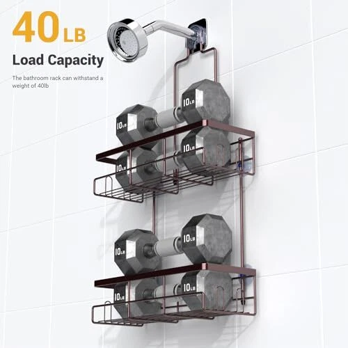 Shower Caddy Hanging Bathroom Organizer: Rustproof Shower Shelf for Bronze