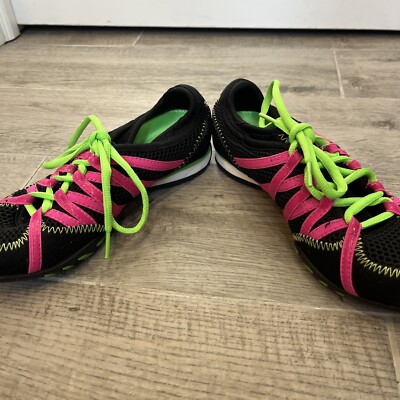 Rocket Dog Low Top Running Shoes Black Mesh w/Pink Accent /Green