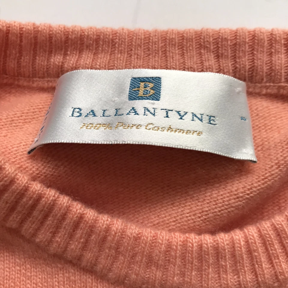 BALLANTYNE Womens Sweater Pullover Cashmere Light Orange Sz 2 Scotland-Defect - Image 3 of 4