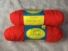 Vintage Caron Sports Weight Orlon Wintuk Yarn Scarlet Lot of 2 Skeins NOS