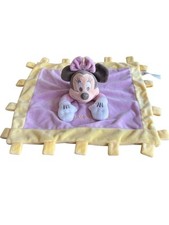 DISNEY Parks Mickey Mouse Plush Lovey 13" Security Blanket Blue Yellow Crinkle