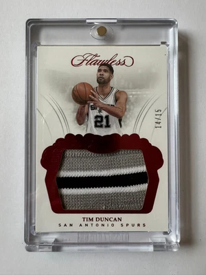 TIM DUNCAN 2017 Flawless Patch /15 Ruby Rare !!! NBA Top 75 3-Color Spurs Legend - Bild 1 von 2