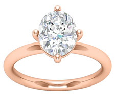 14K Rose Gold Lab Grown Diamond Solitaire Engagement Ring Oval Cut 1.70 Carat