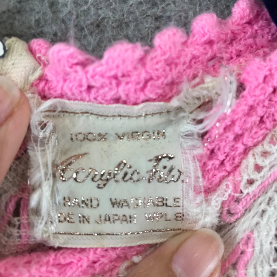 Top tejido acrílico vintage sin mangas patrón Chevron 100 % virgen Japón XS Foto 4 de 4