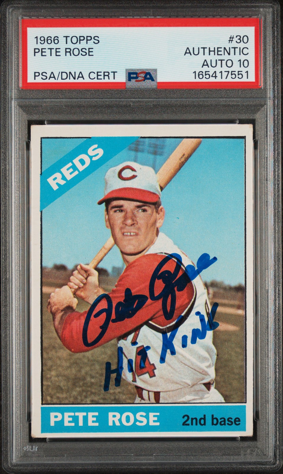 1966 TOPPS #30 PETE ROSE PSA AUTHENTIC AUTO 10