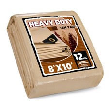 8x10 Feet Heavy Duty Tarp,12 Mil Tan Waterproof Poly Tarp Cover,UV Resistant,...