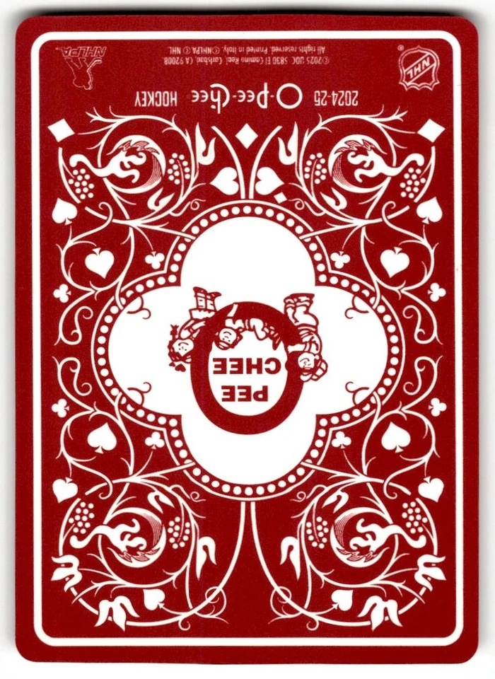 2024-25 O-pee-Chee Playing Cards Jack Hughes #8-CLUBS - Image 2 of 2