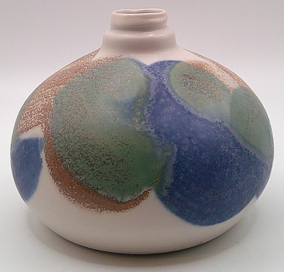Kravec Studios Naples, FL Ceramic Oil Lamp Form in Matte Blue, Green, Brown 