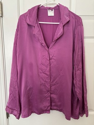 Fishers Finery 100% Mulberry Silk Collared Pajama Top XL