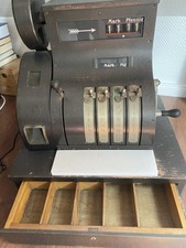 Registrierkasse National Jahr 1930, Dunkelgrau-Eisen&Holz Sehr Gut Erhalten.