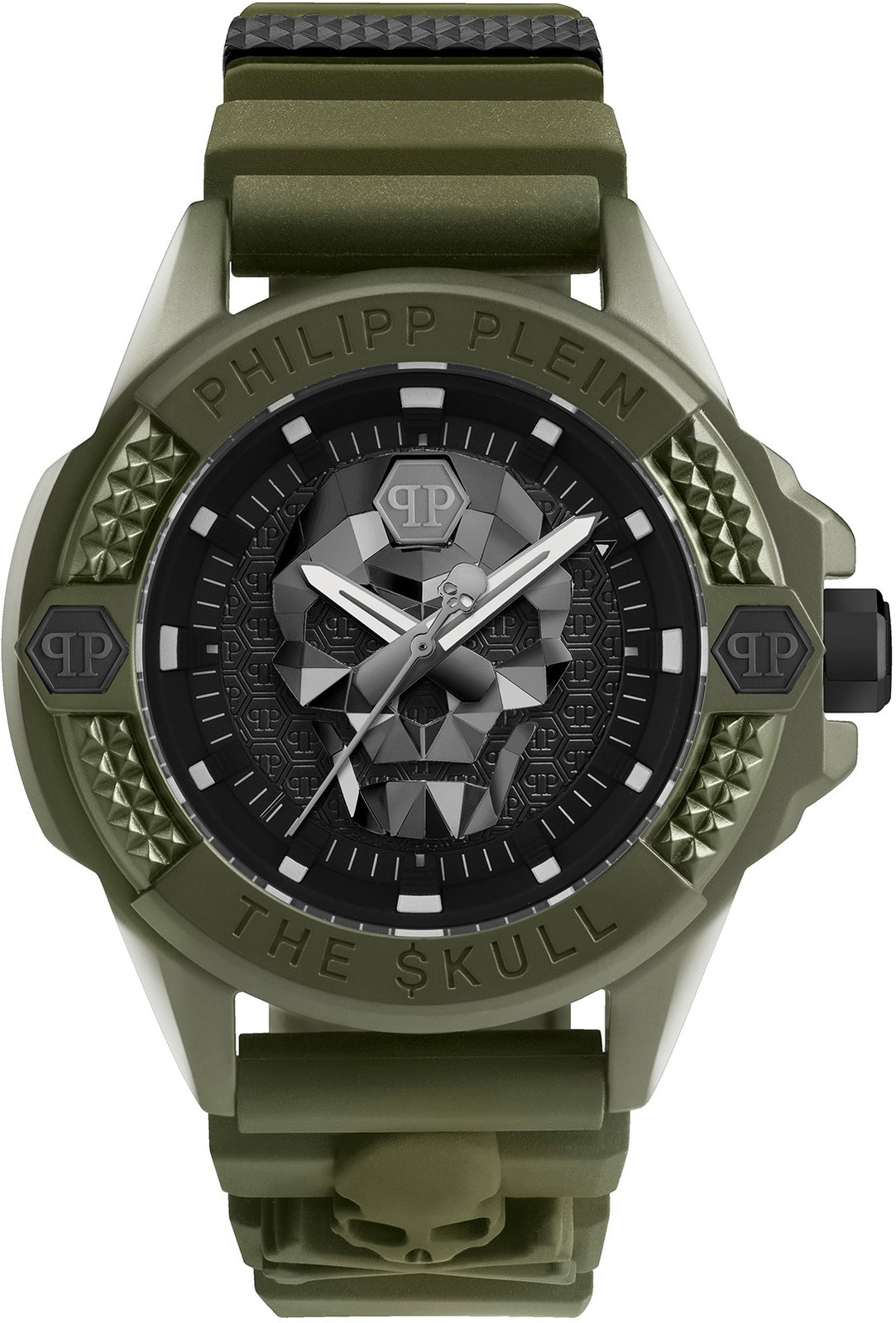 Philipp Plein PWUBA0423 THE $KULL ECOCERAMIC black green Silicone Mens Watch NEW