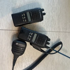 2 Motorola HT1250-LS+ UHF 2-way Walkie Talkie 16ch With RCA Batteries Untested
