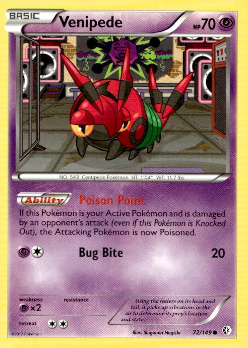 Venipede 72/149 Common Boundaries Crossed Pokemon Lightly Played