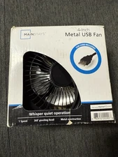 Mainstays 4 inch Personal Metal USB Powered Desktop Fan Black,Free Standing